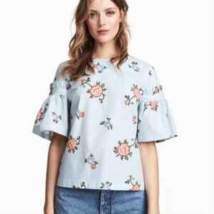 H&M Ladies Bell Sleeve Peplum Top- size 8